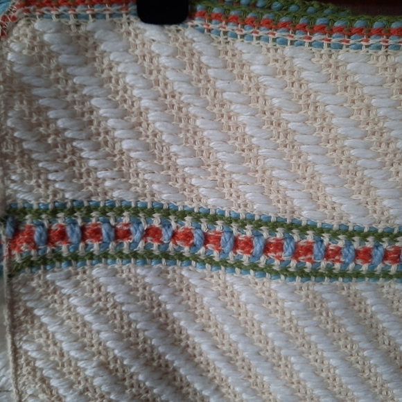 Vintage boho woven knit fringe striped placemats 4 - Picture 6 of 7